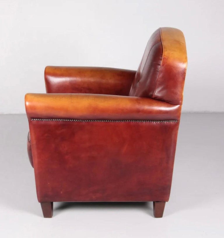 Red Leather Club Chair For Sale at 1stDibs