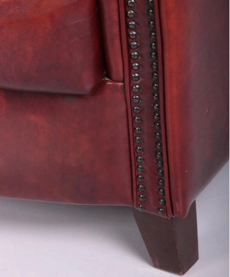 Red Leather Club Chair For Sale at 1stDibs