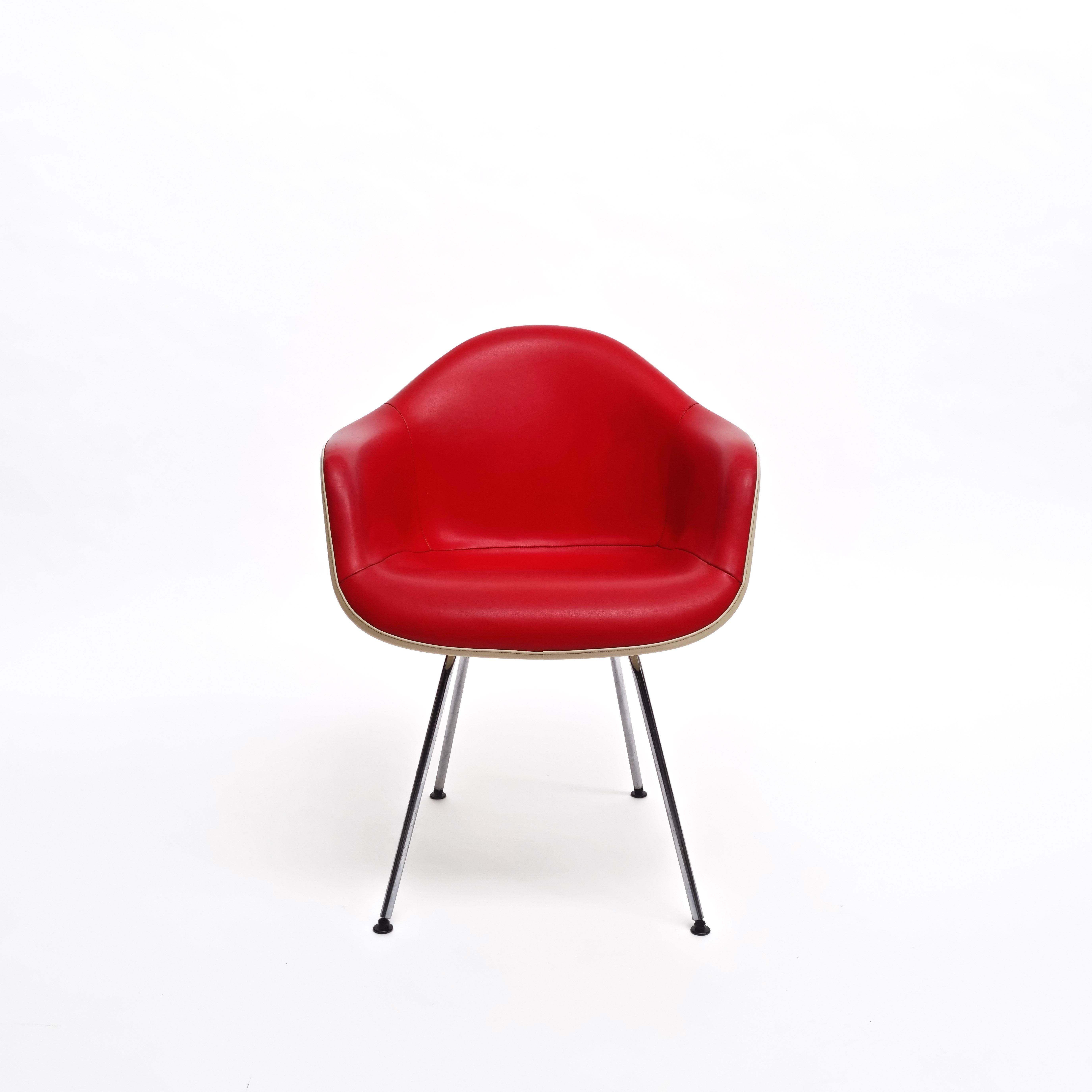 Mid-Century Modern Red Leather 'Dax' Armchair by Charles & Ray Eames, 1960s For Sale