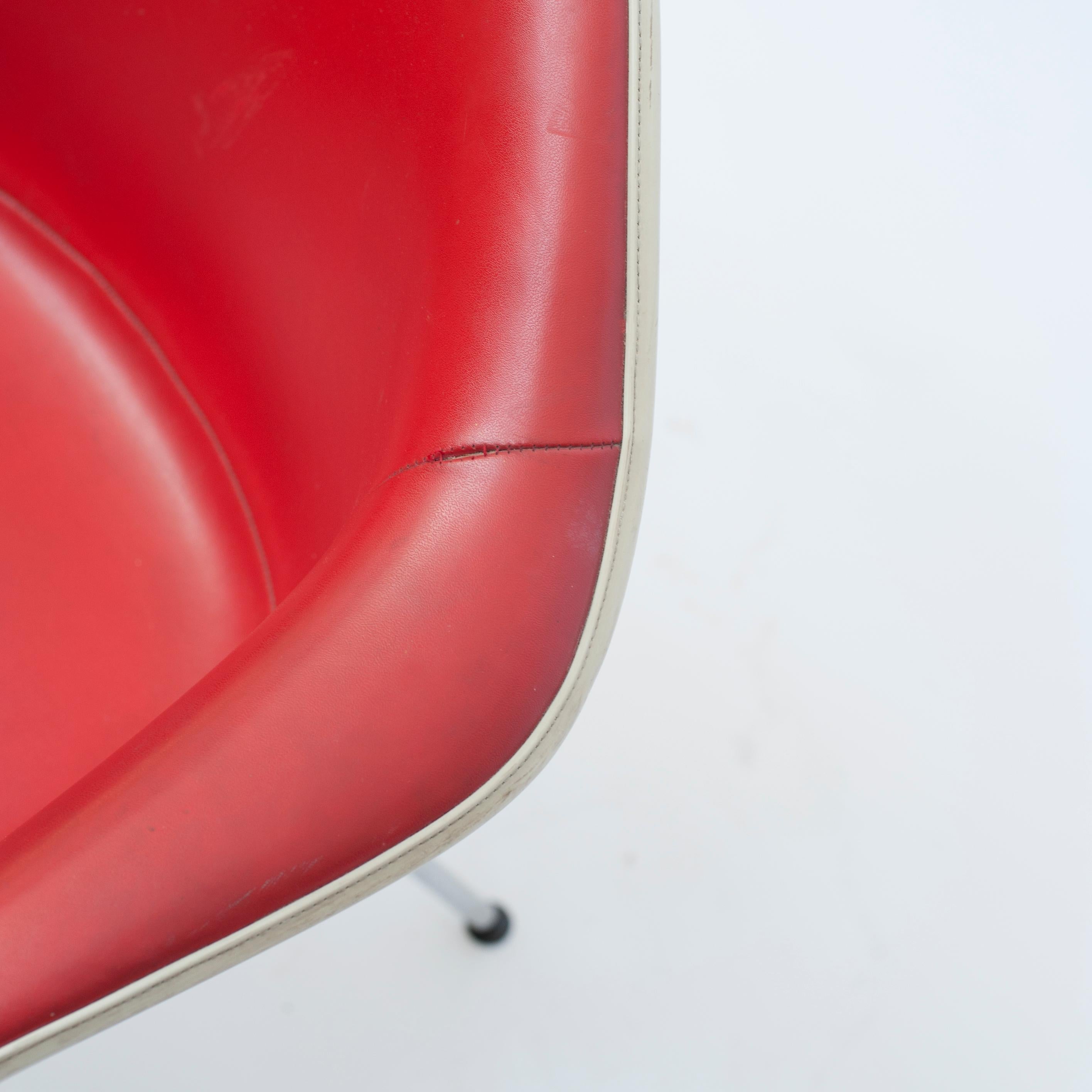 Mid-Century Modern Red Leather 'Dax' Armchair by Charles & Ray Eames, 1960s