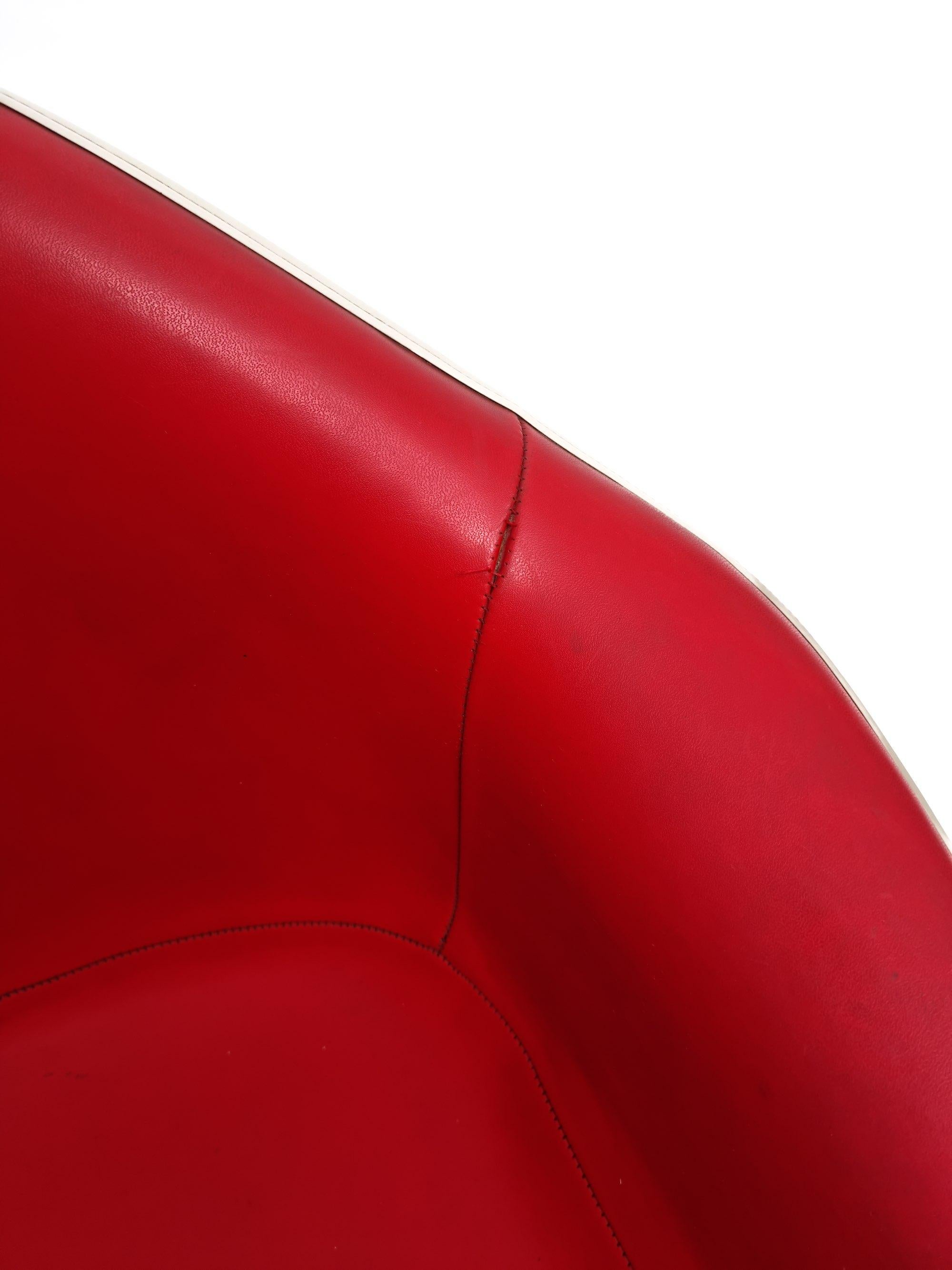Sessel „Dax“ aus rotem Leder von Charles & Ray Eames, 1960er Jahre im Angebot 1