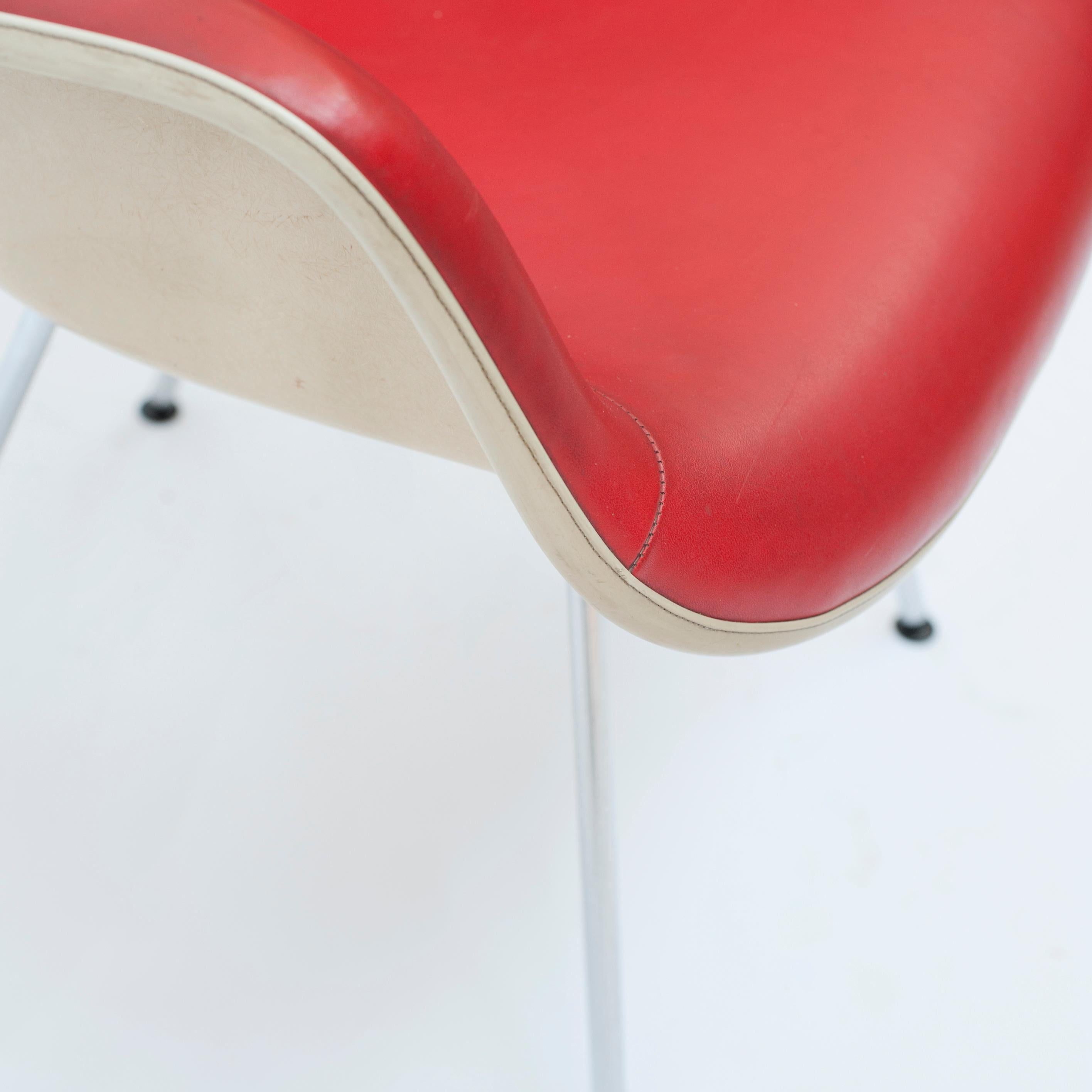 Red Leather 'Dax' Armchair by Charles & Ray Eames, 1960s In Good Condition In Hilversum, NL