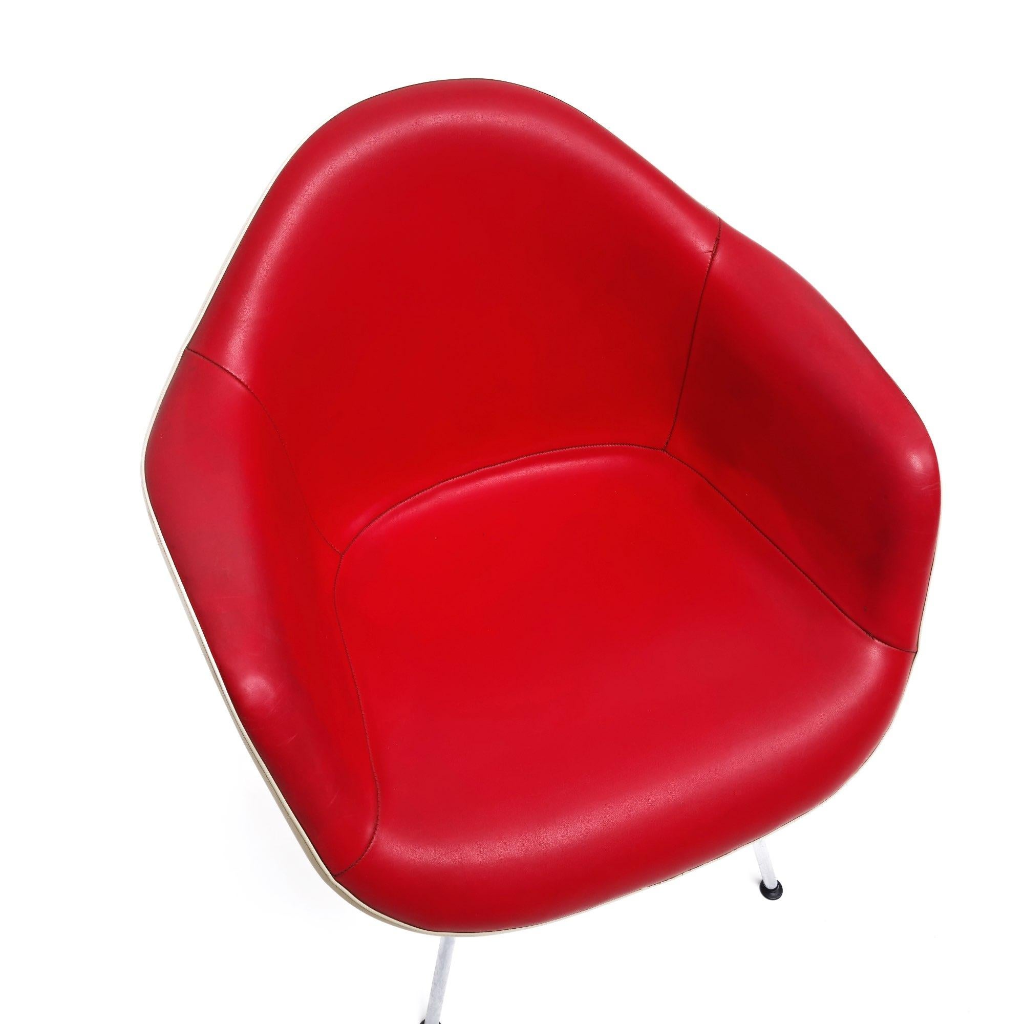 Sessel „Dax“ aus rotem Leder von Charles & Ray Eames, 1960er Jahre im Angebot 2