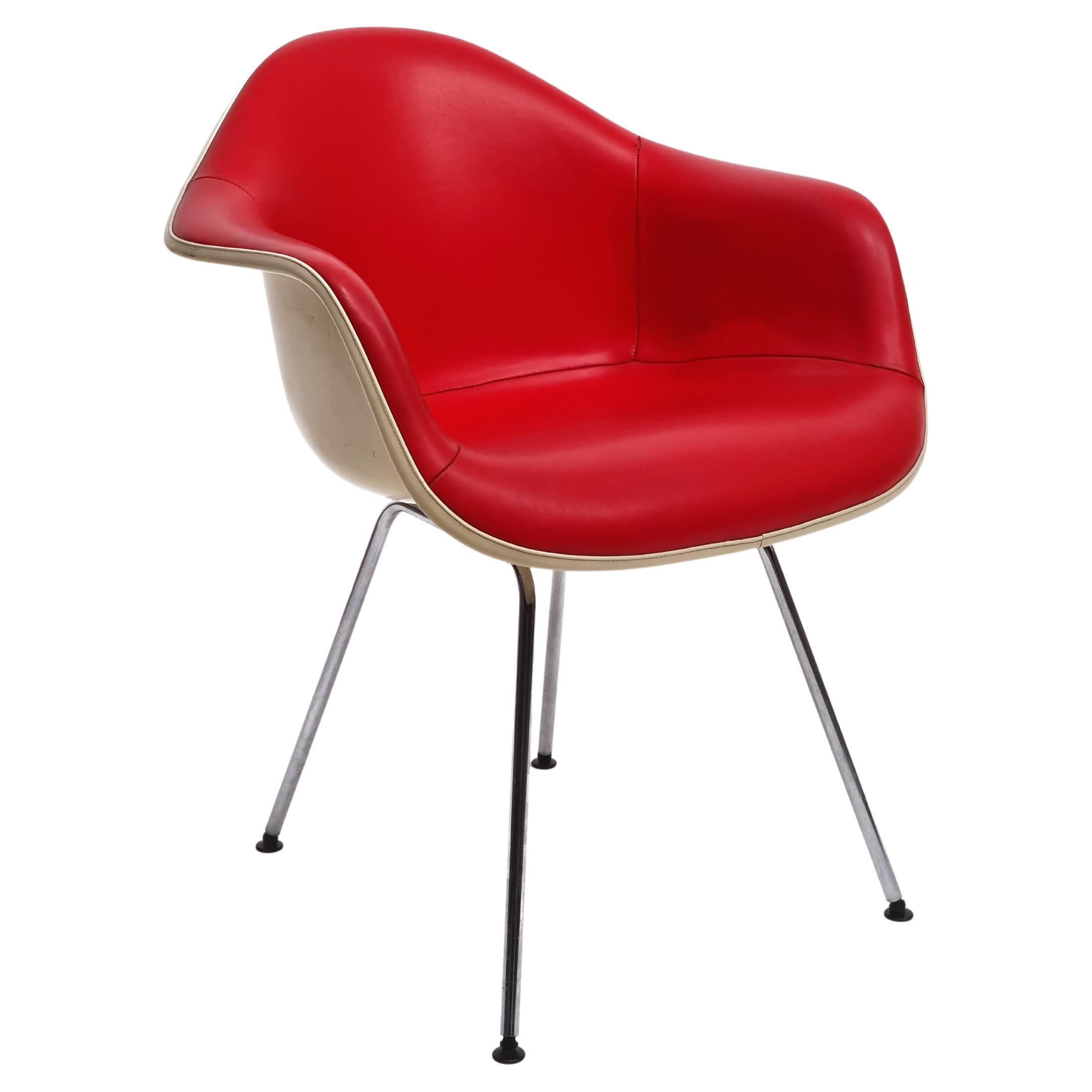 Sessel „Dax“ aus rotem Leder von Charles & Ray Eames, 1960er Jahre im Angebot