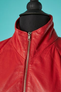 Red leather dress with zip in the middle front M.Hoban for North Beach Leather