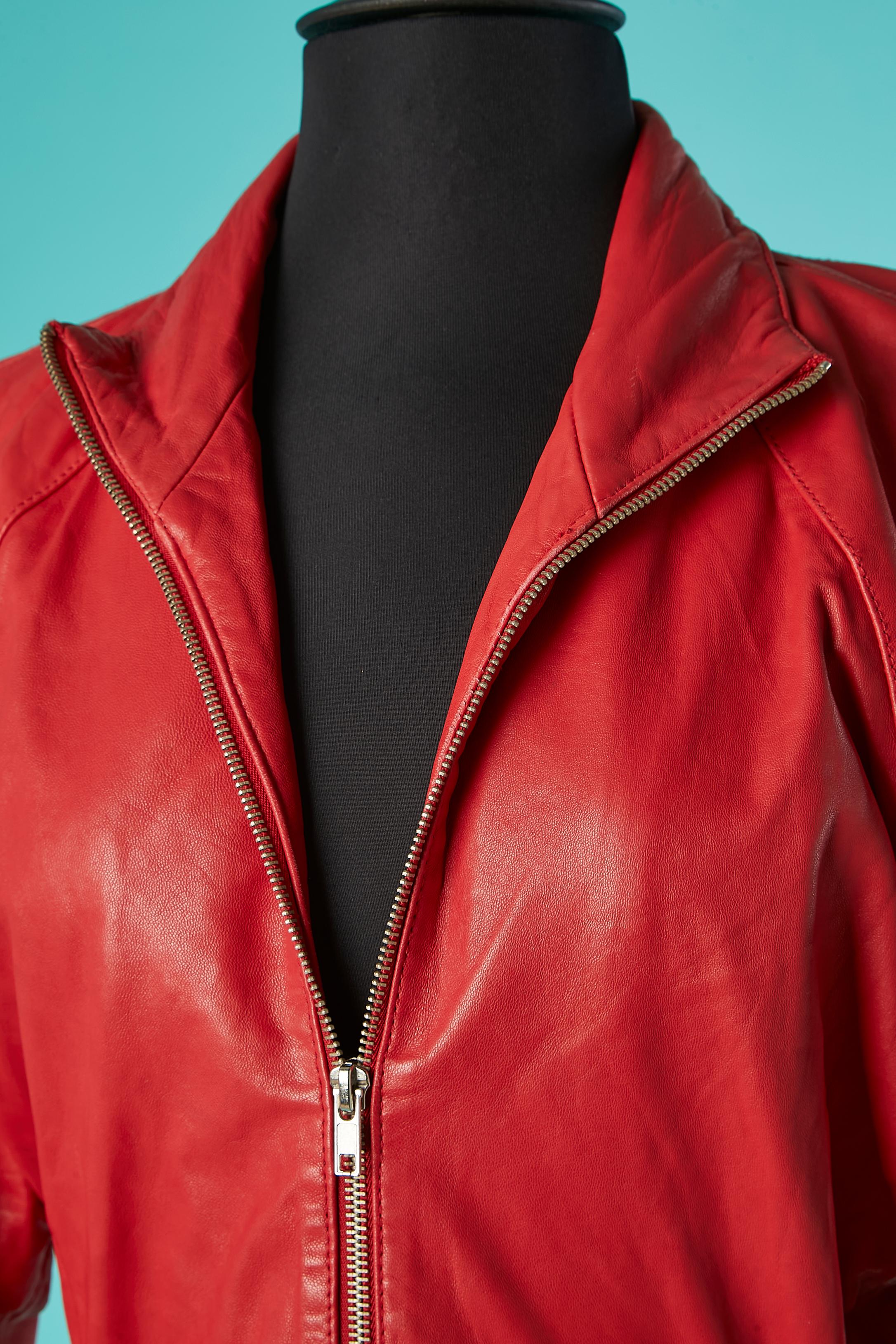 Rotes Lederkleid mit Reißverschluss  Michael Hoban for North Beach Leather Circa 1980er Jahre  Damen im Angebot