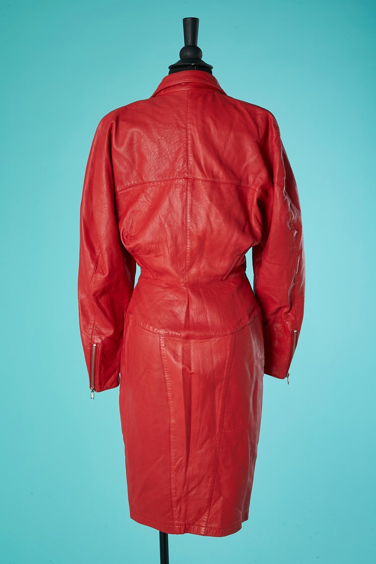 Red leather dress with zip Michael Hoban for North Beach Leather Circa 1980's For Sale at 1stDibs Red leather dress with zip Michael Hoban for North Beach Leather Circa 1980's For Sale at 1stDibs