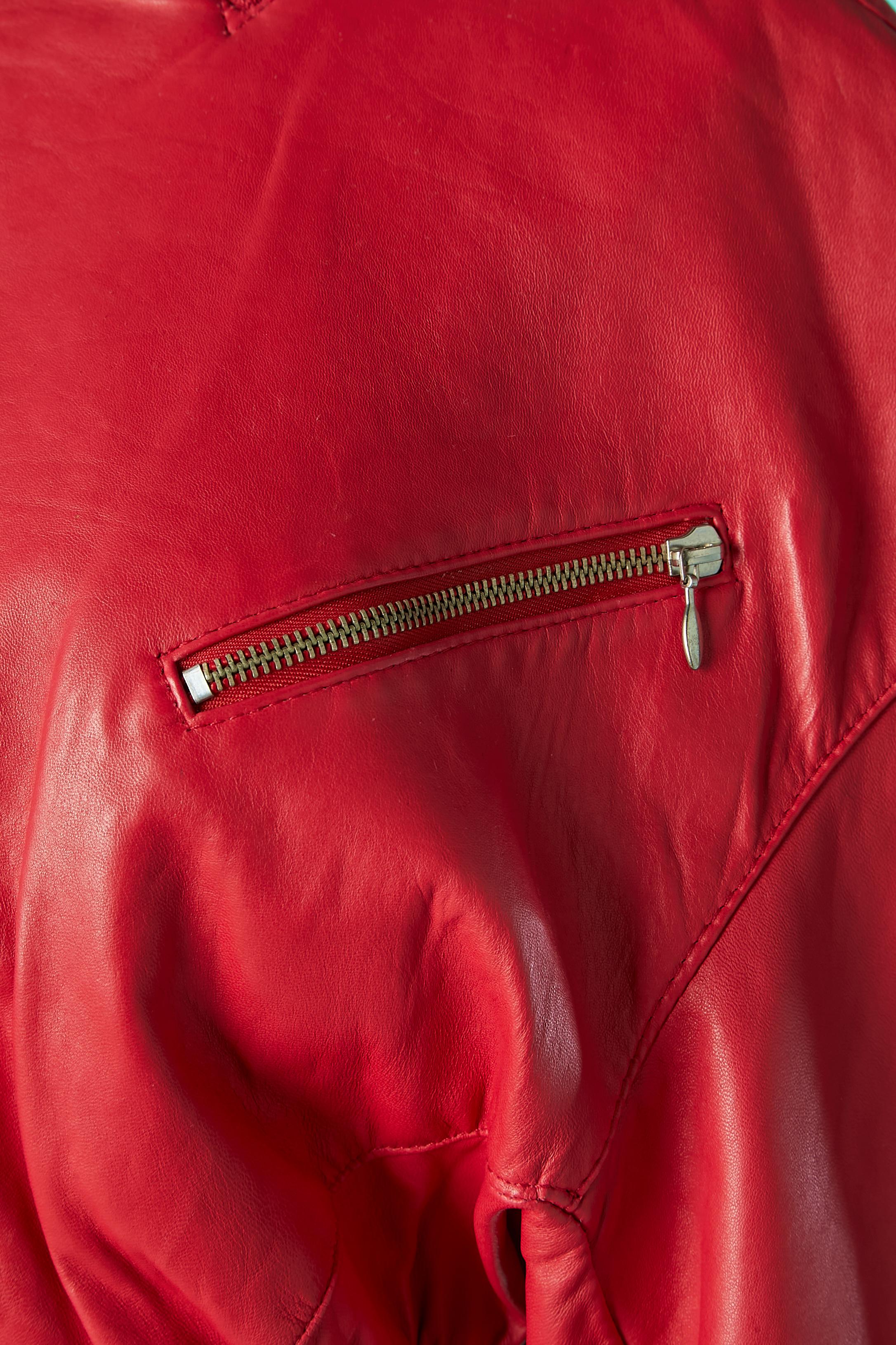 Rouge Robe en cuir rouge avec fermeture éclair Michael Hoban pour North Beach Leather  en vente