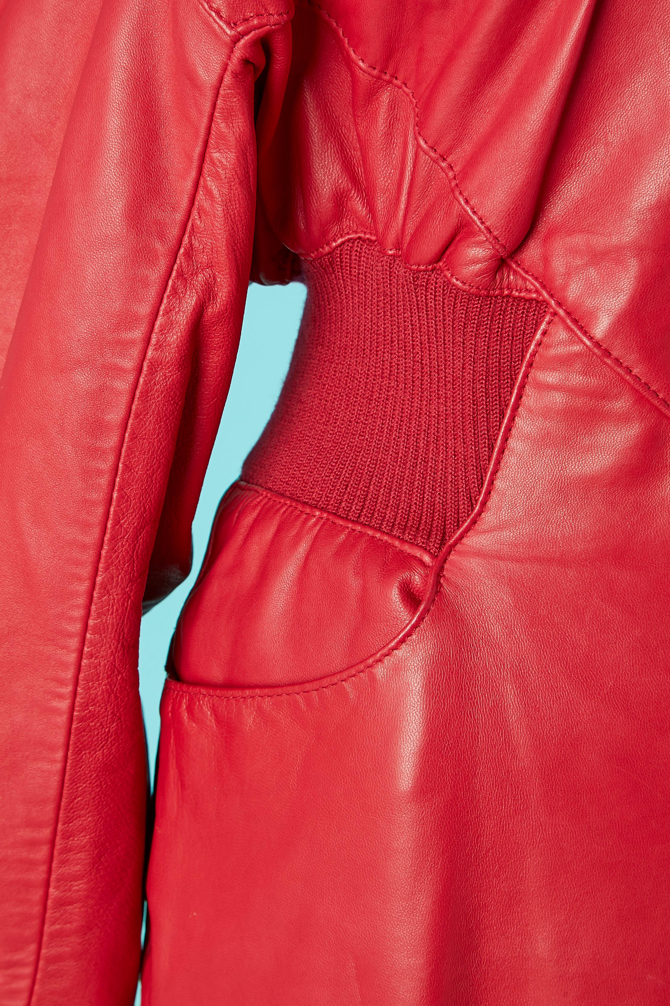 Women's Red leather dress with zip Michael Hoban for North Beach Leather For Sale
