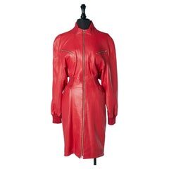 Red leather dress with zip Michael Hoban for North Beach Leather 