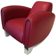 Red Leather DS-57 Bugatti Lounge Chair by De Sede
