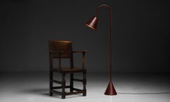 Red Leather Floor Lamp by Valenti, Spain circa 1960