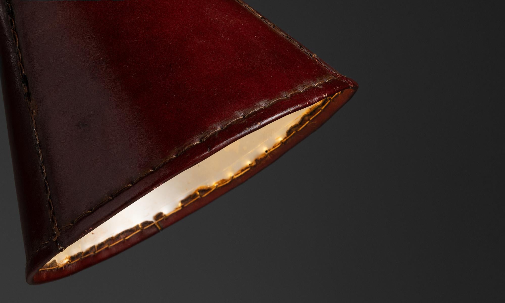 Spanish Red Leather Floor Lamp by Valenti, Spain circa 1960