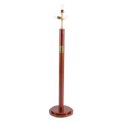 Stehlampe aus rotem Leder in der Art von Paul Dupré-Lafon