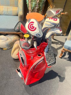Red Leather Golf Bag model Salsa Stitch Rosso by JOEJO with Set of Ten Clubs