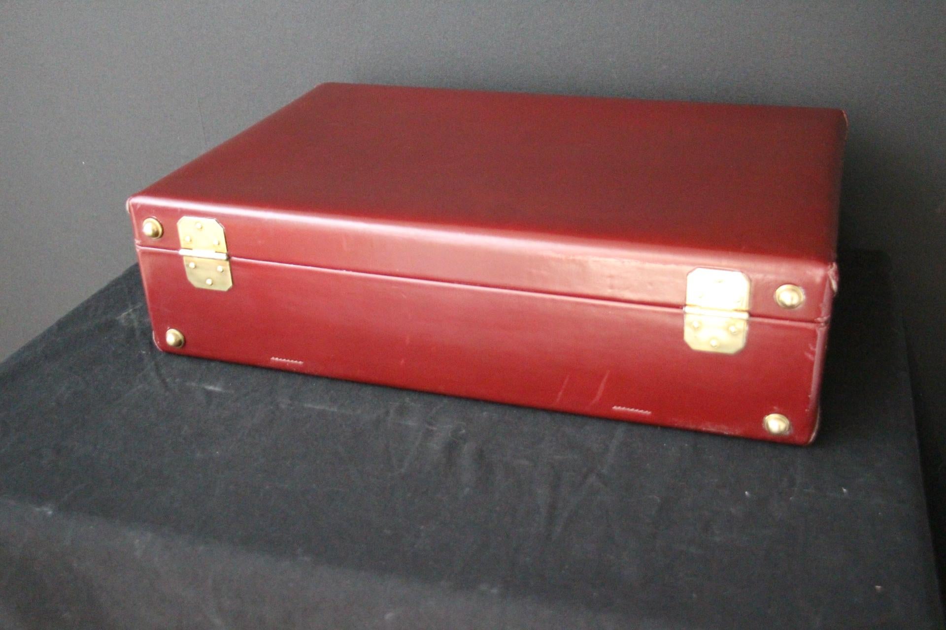 Red Leather Hermes Suitcase 53 cm, Hermes Trunk, Hermes Luggage 5