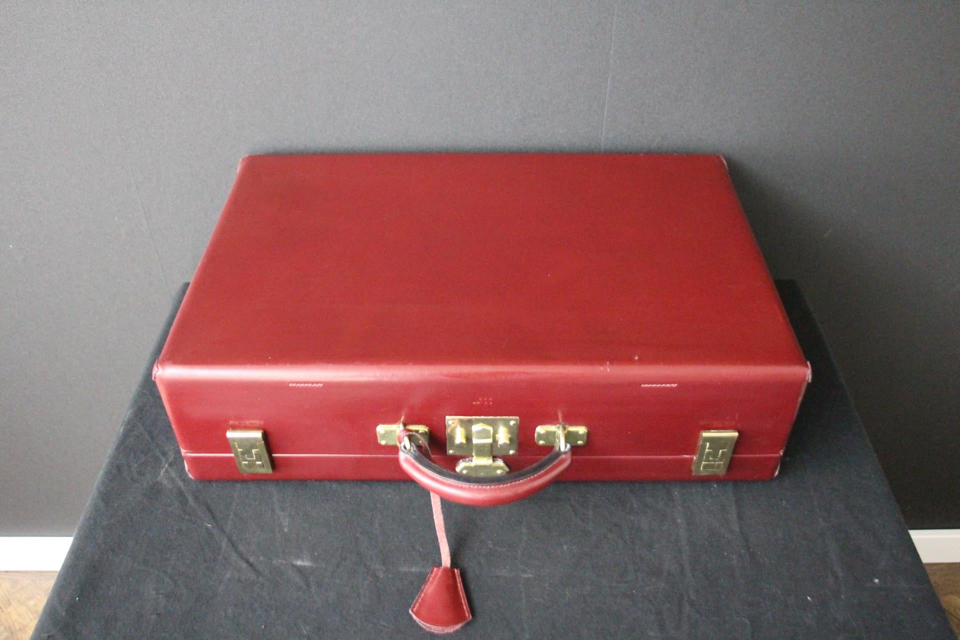Red Leather Hermes Suitcase 53 cm, Hermes Trunk, Hermes Luggage 8