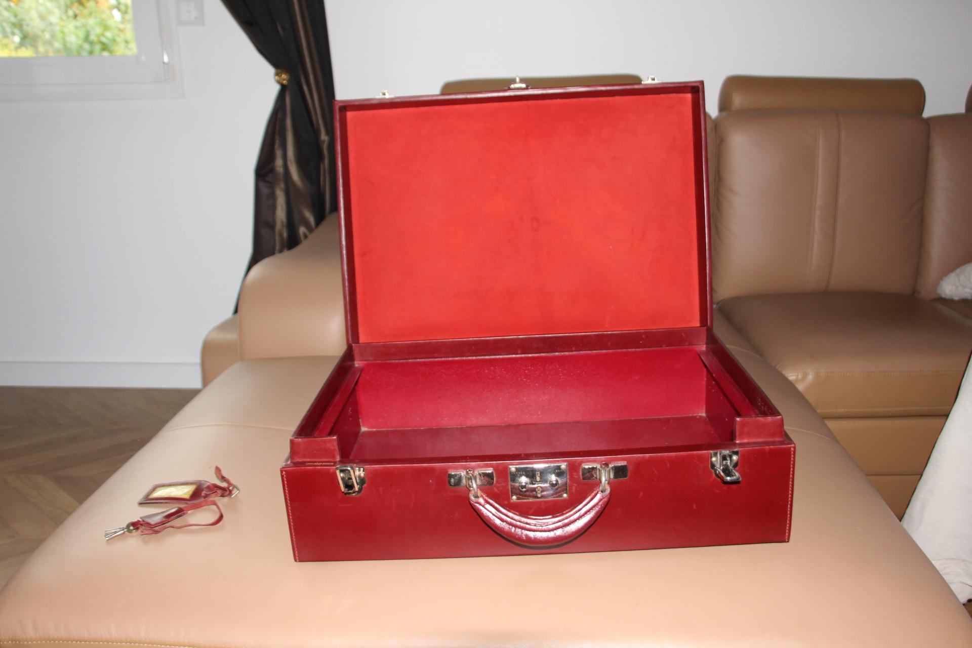 Red Leather Hermes Suitcase 53 cm, Hermes Trunk, Hermes Luggage 10