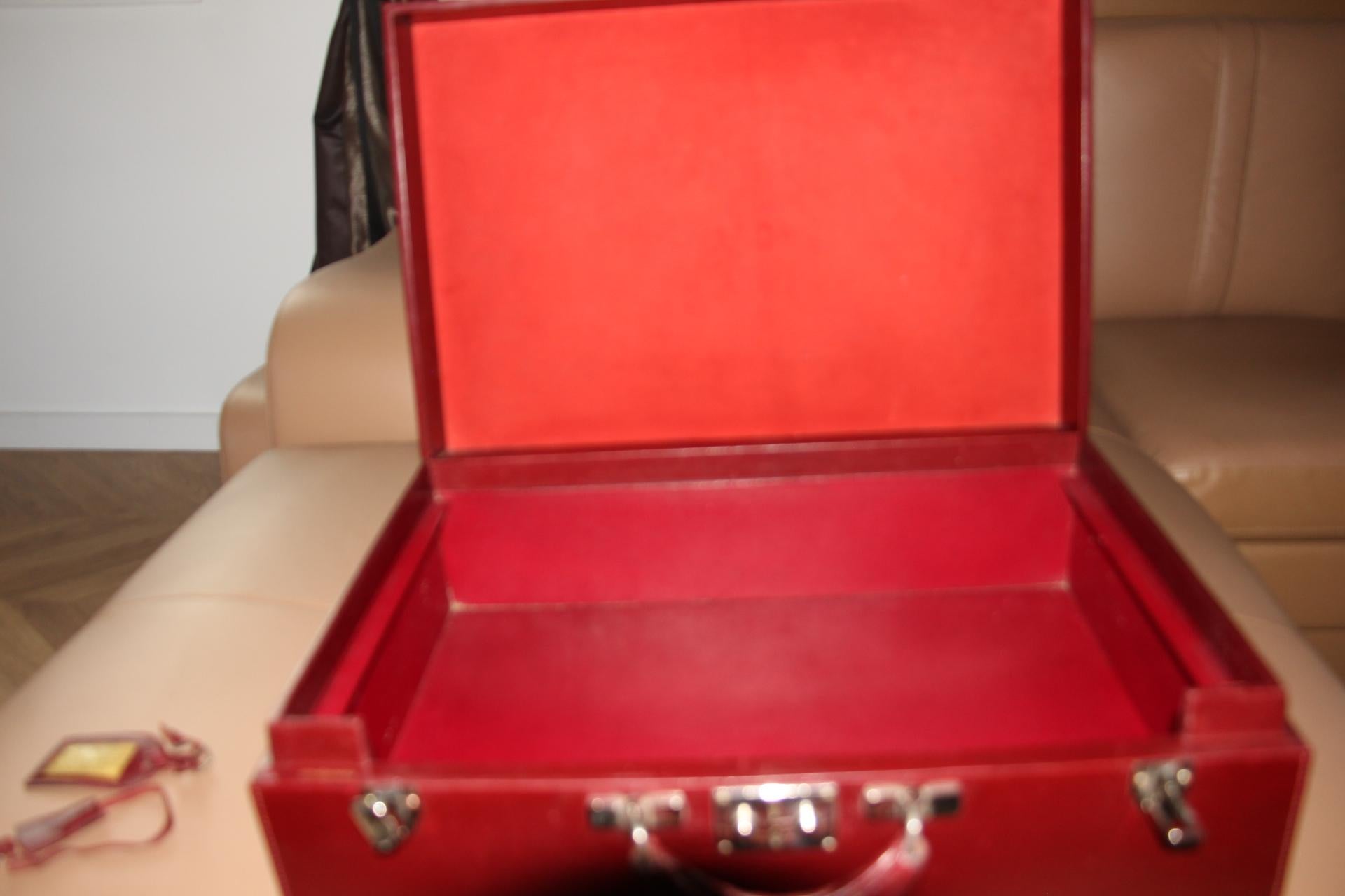 Red Leather Hermes Suitcase 53 cm, Hermes Trunk, Hermes Luggage 11
