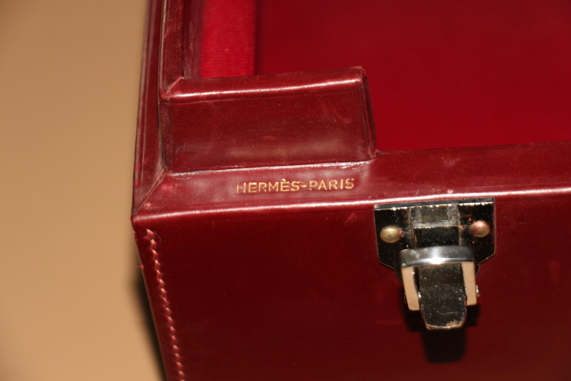Red Leather Hermes Suitcase 53 cm, Hermes Trunk, Hermes Luggage 12