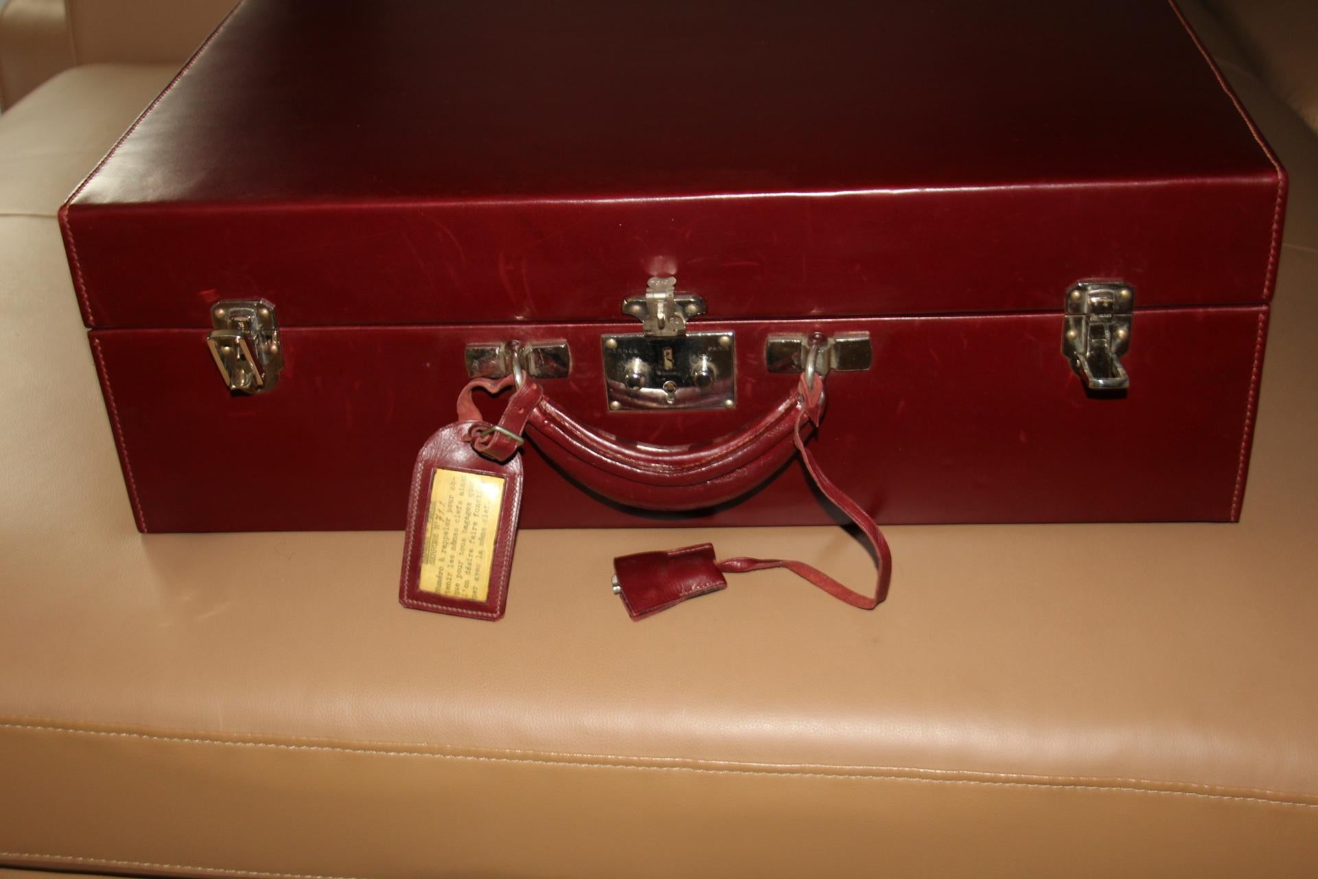 Red Leather Hermes Suitcase 53 cm, Hermes Trunk, Hermes Luggage 13