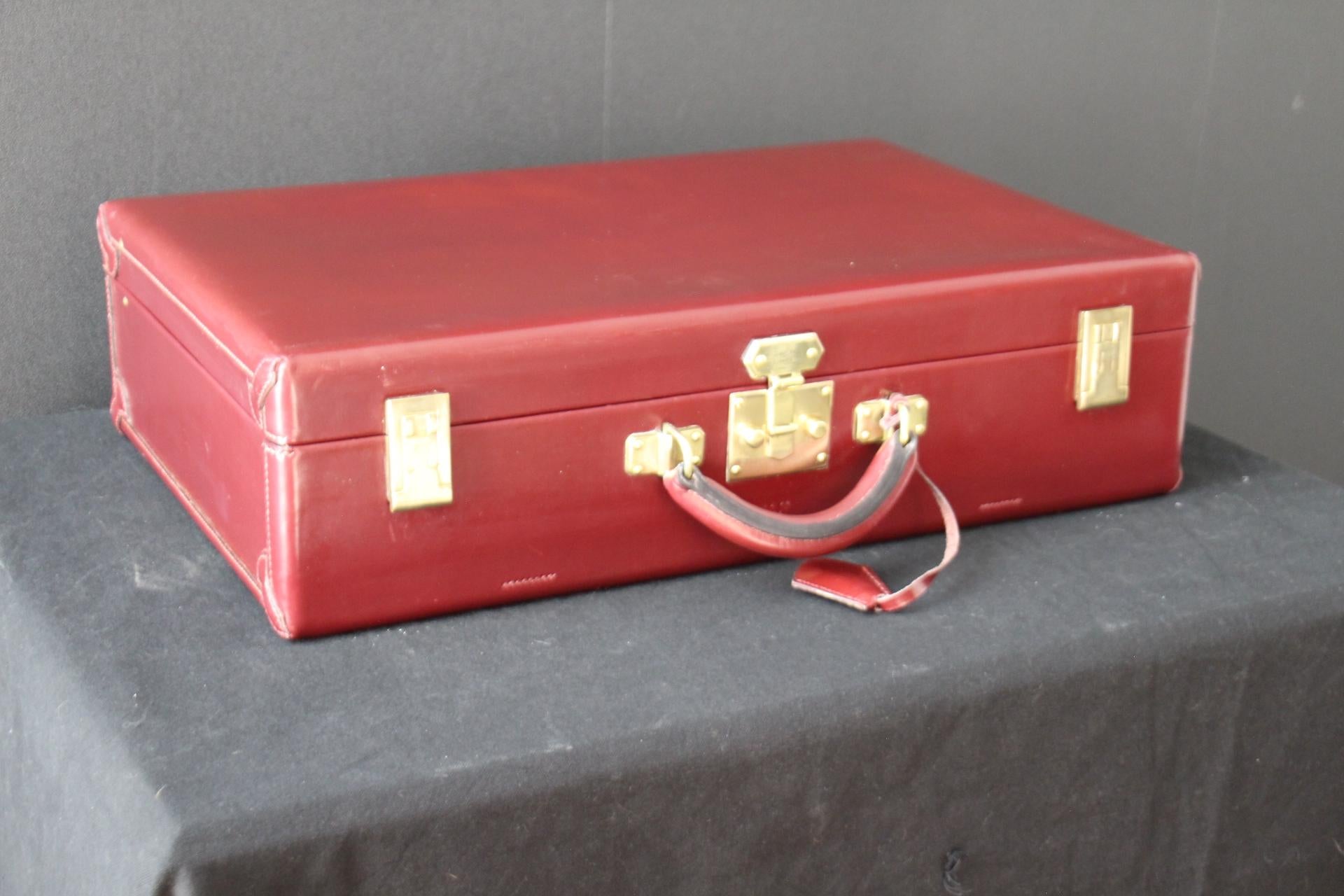 Red Leather Hermes Suitcase 53 cm, Hermes Trunk, Hermes Luggage 12