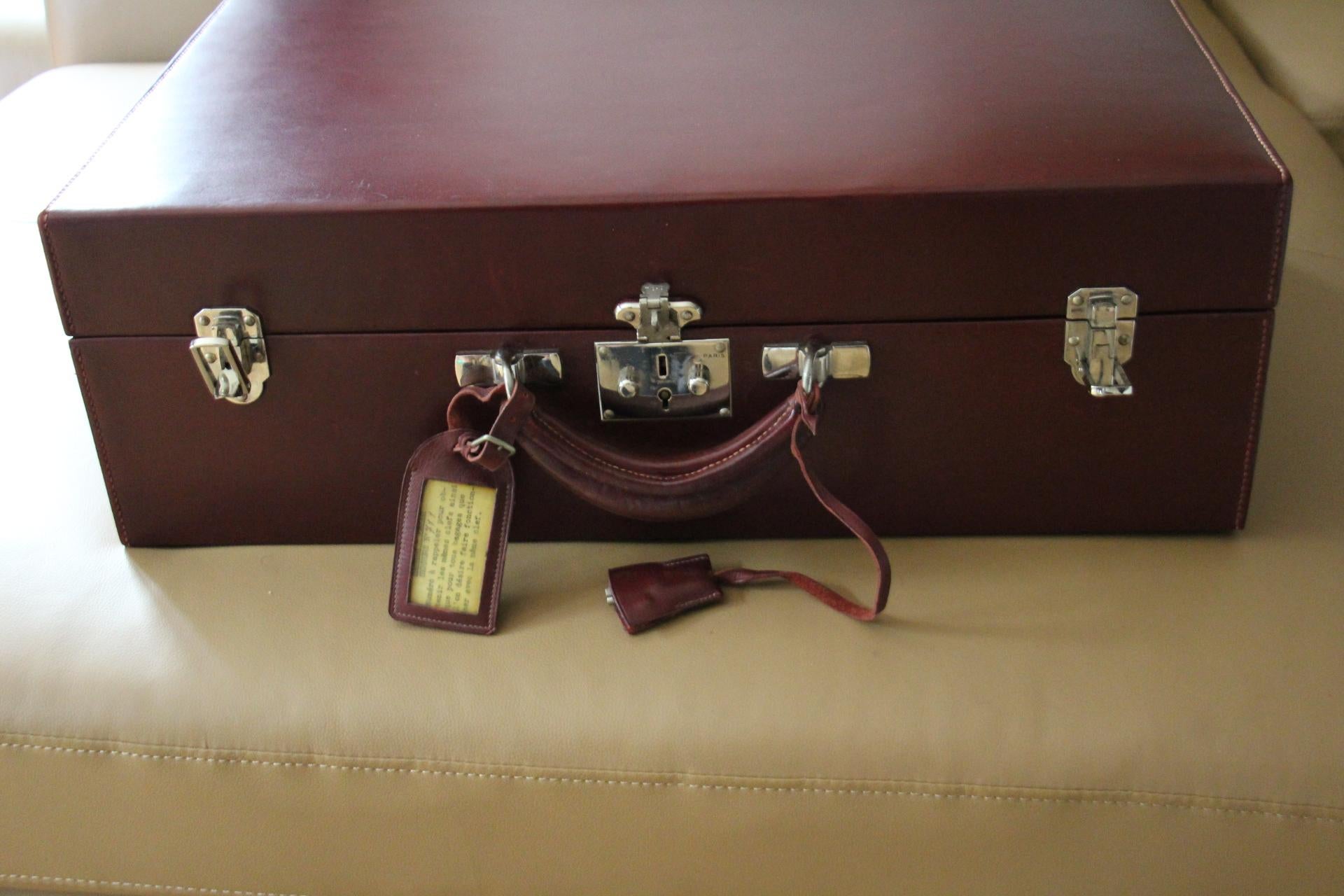 Red Leather Hermes Suitcase 53 cm, Hermes Trunk, Hermes Luggage 14