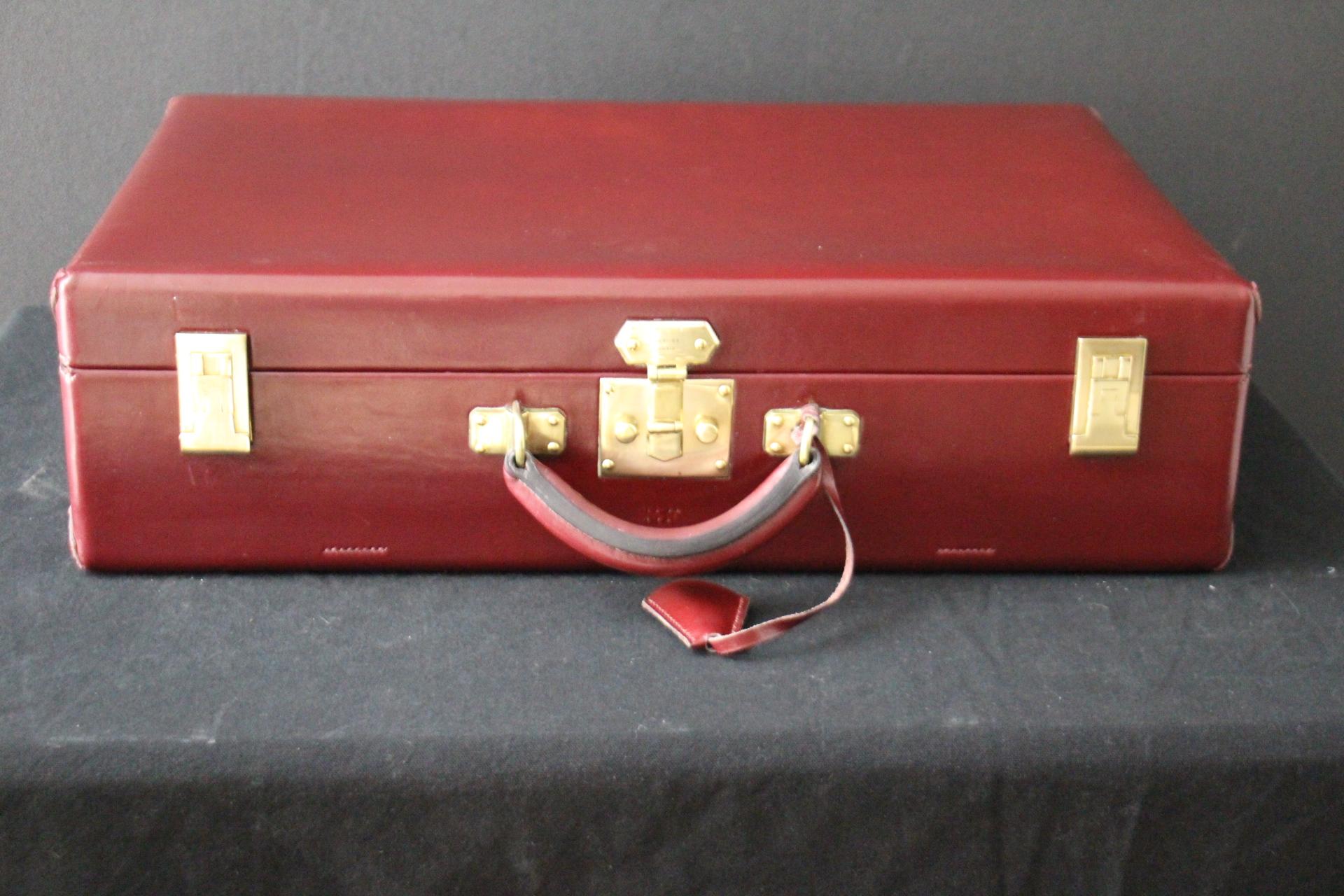 Red Leather Hermes Suitcase 53 cm, Hermes Trunk, Hermes Luggage 13