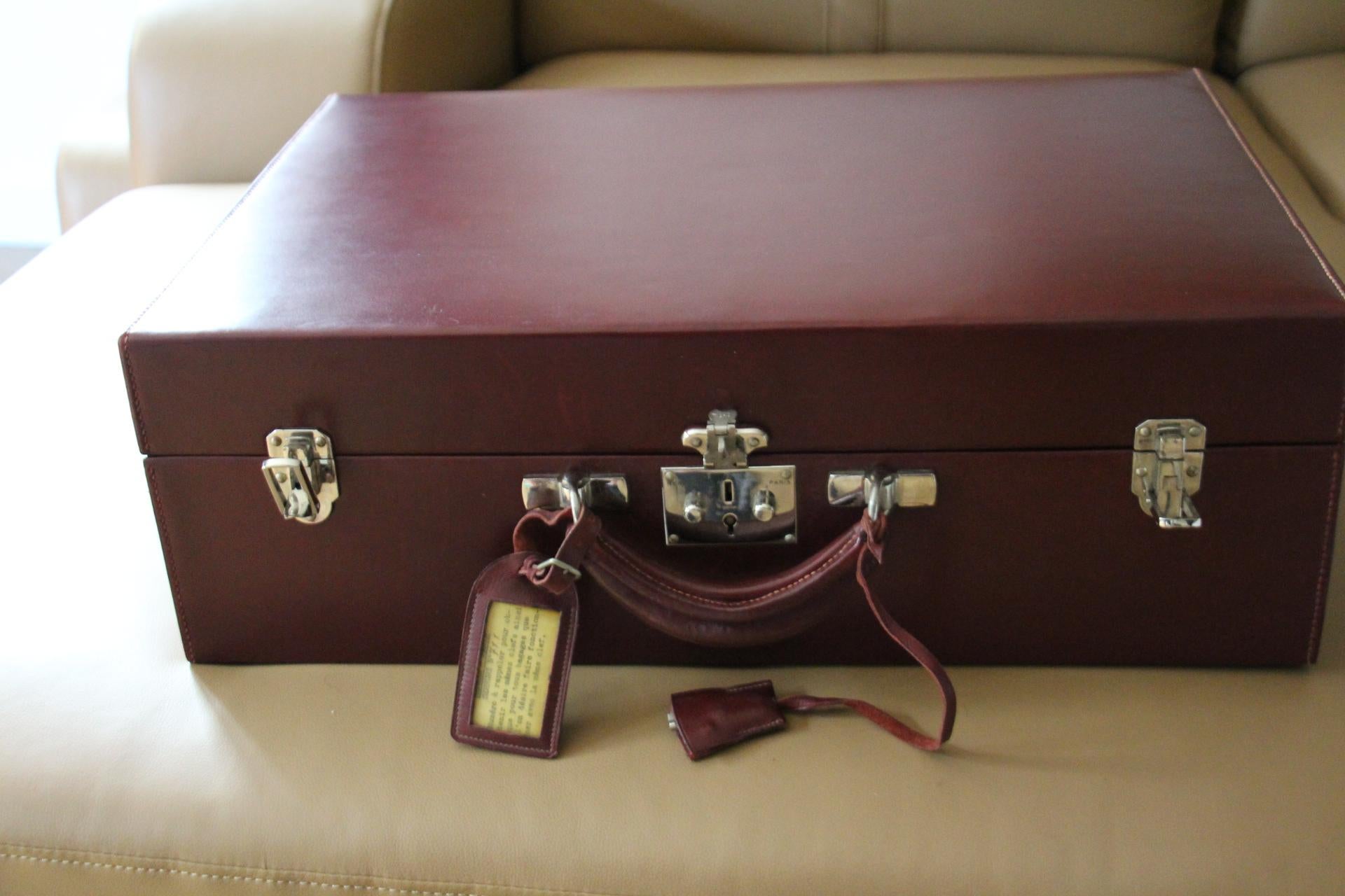 Red Leather Hermes Suitcase 53 cm, Hermes Trunk, Hermes Luggage 15