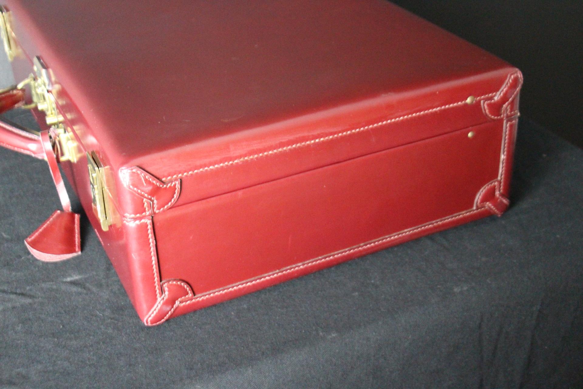 Red Leather Hermes Suitcase 53 cm, Hermes Trunk, Hermes Luggage 4