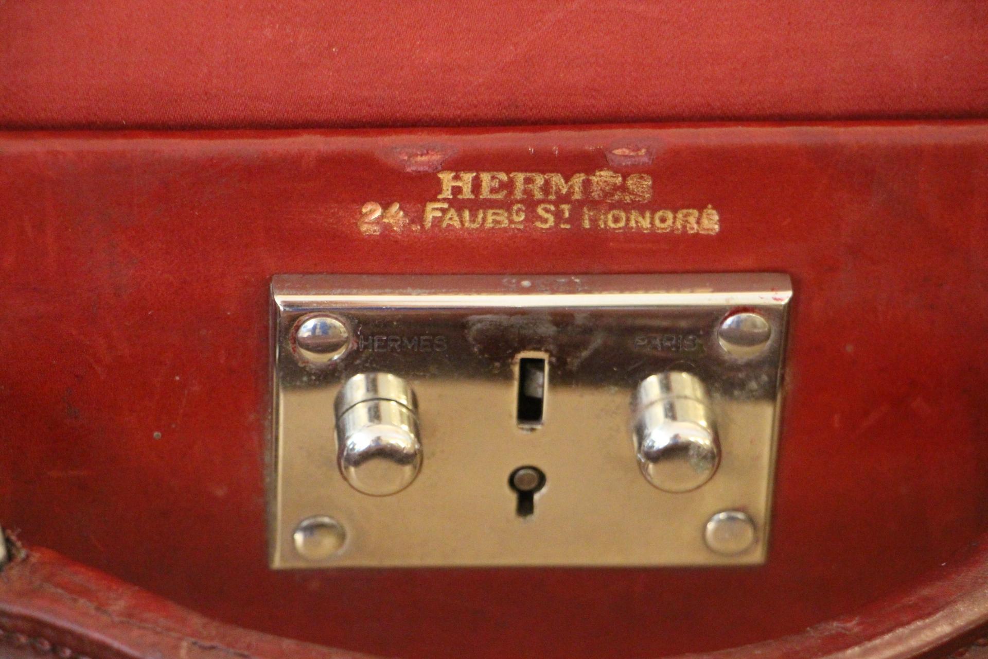 Red Leather Hermes Suitcase 70 cm, Hermes Trunk, Hermes Luggage 4