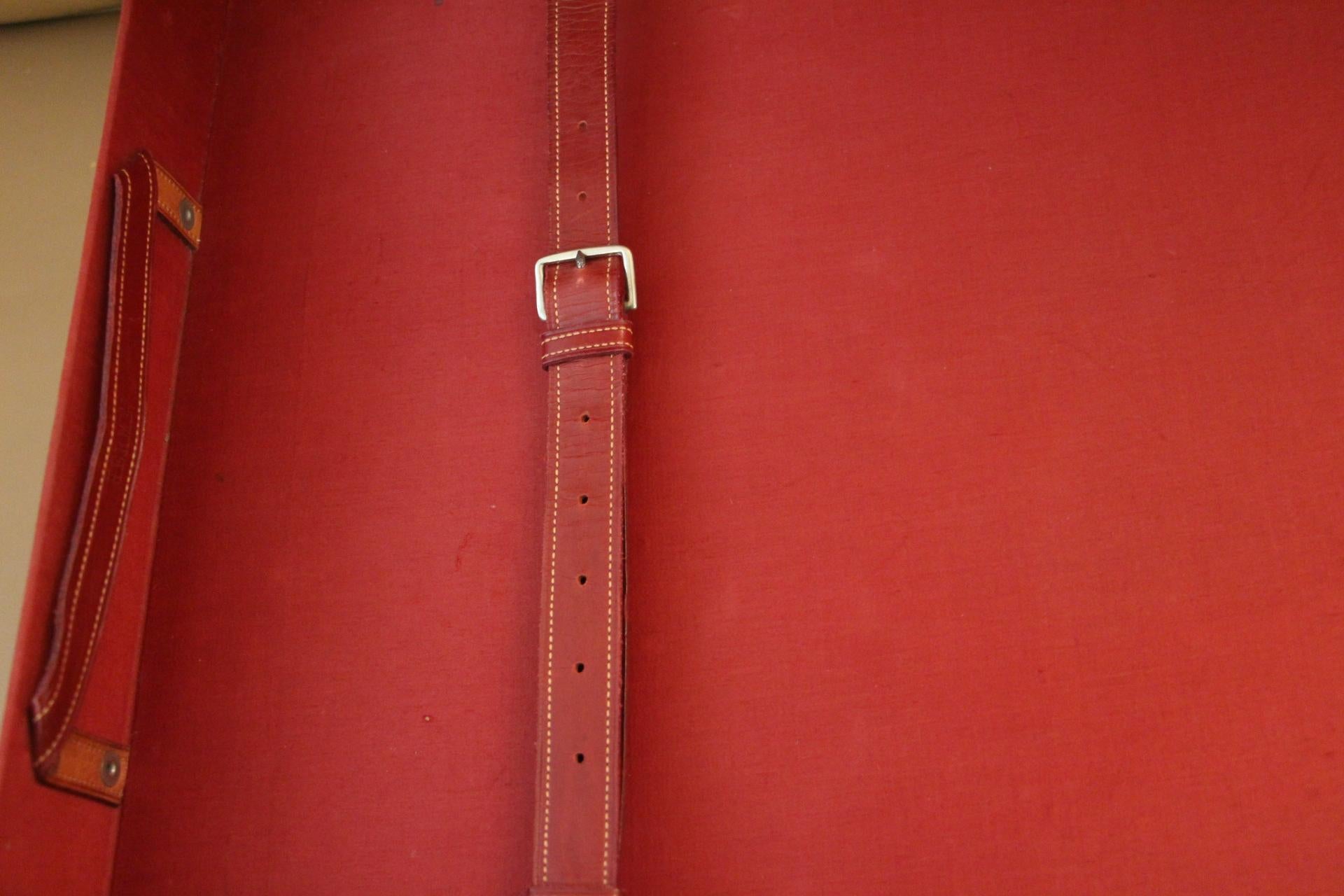 Red Leather Hermes Suitcase 70 cm, Hermes Trunk, Hermes Luggage 6