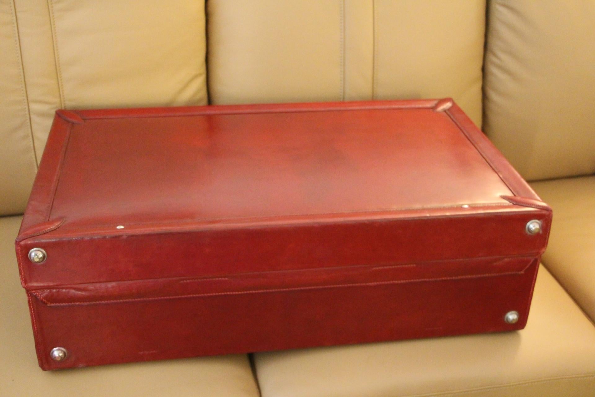 Red Leather Hermes Suitcase 70 cm, Hermes Trunk, Hermes Luggage 10