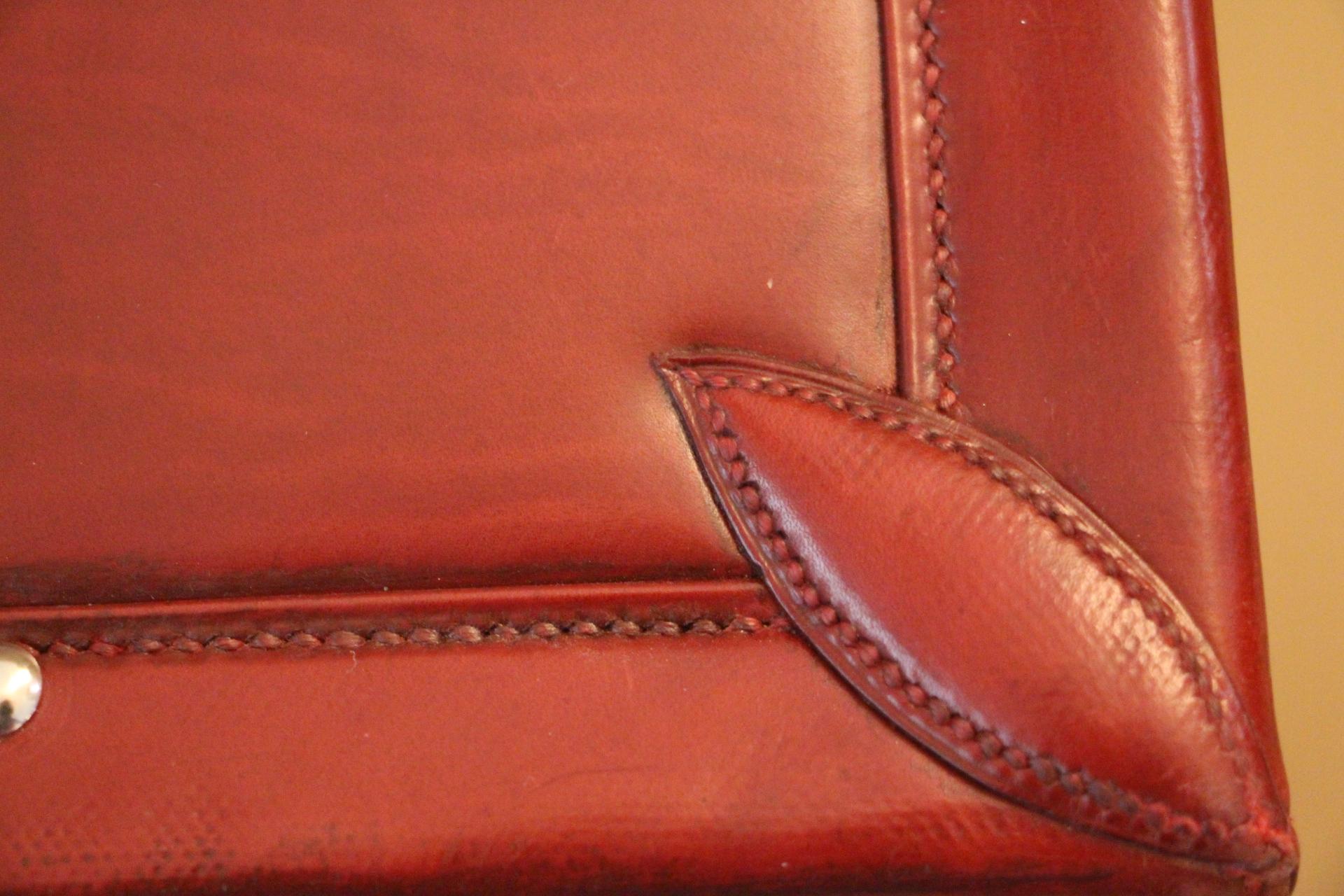 Red Leather Hermes Suitcase 70 cm, Hermes Trunk, Hermes Luggage 11