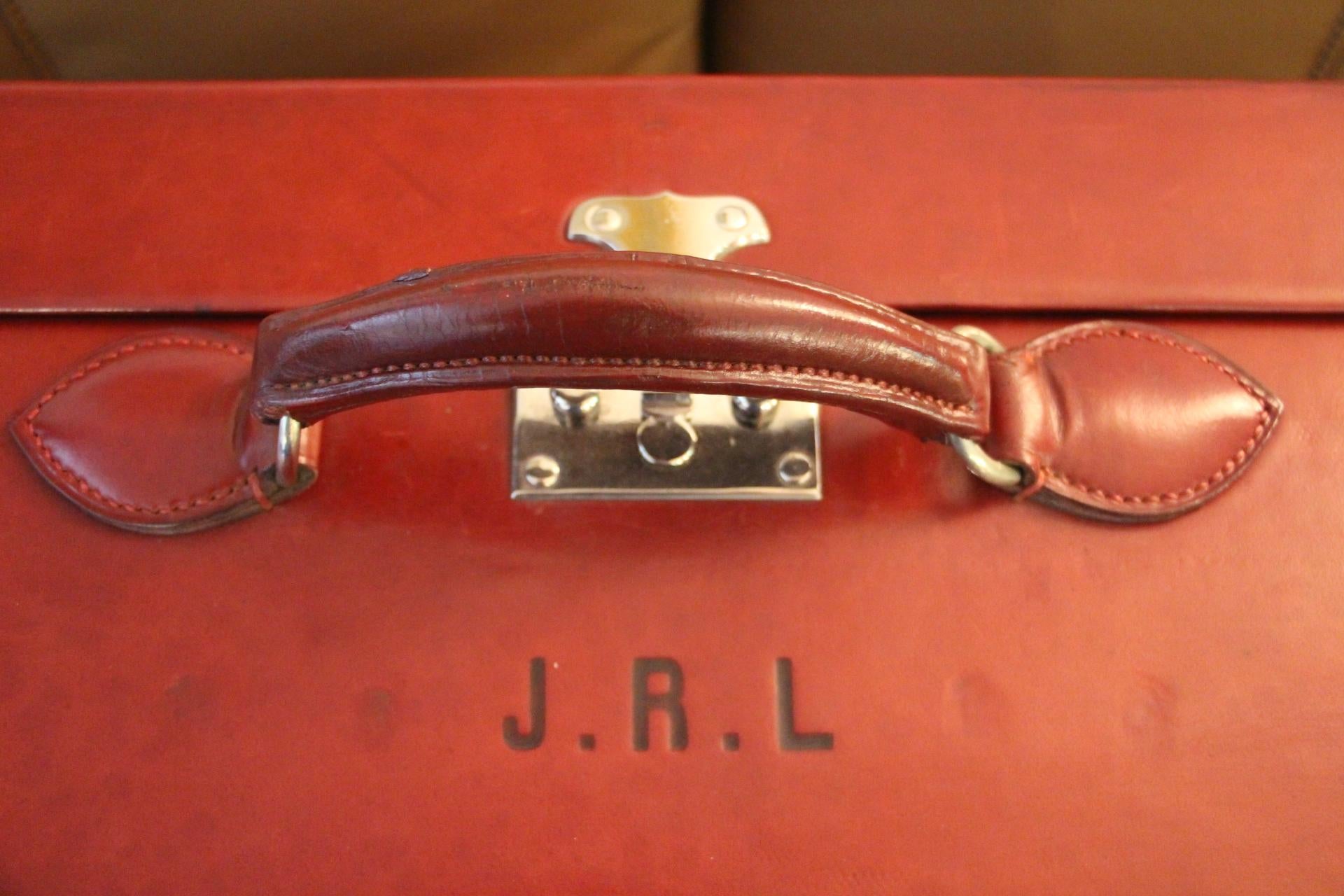 Brown Red Leather Hermes Suitcase 70 cm, Hermes Trunk, Hermes Luggage
