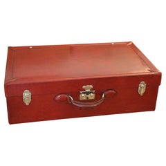 Retro Red Leather Hermes Suitcase 70 cm, Hermes Trunk, Hermes Luggage