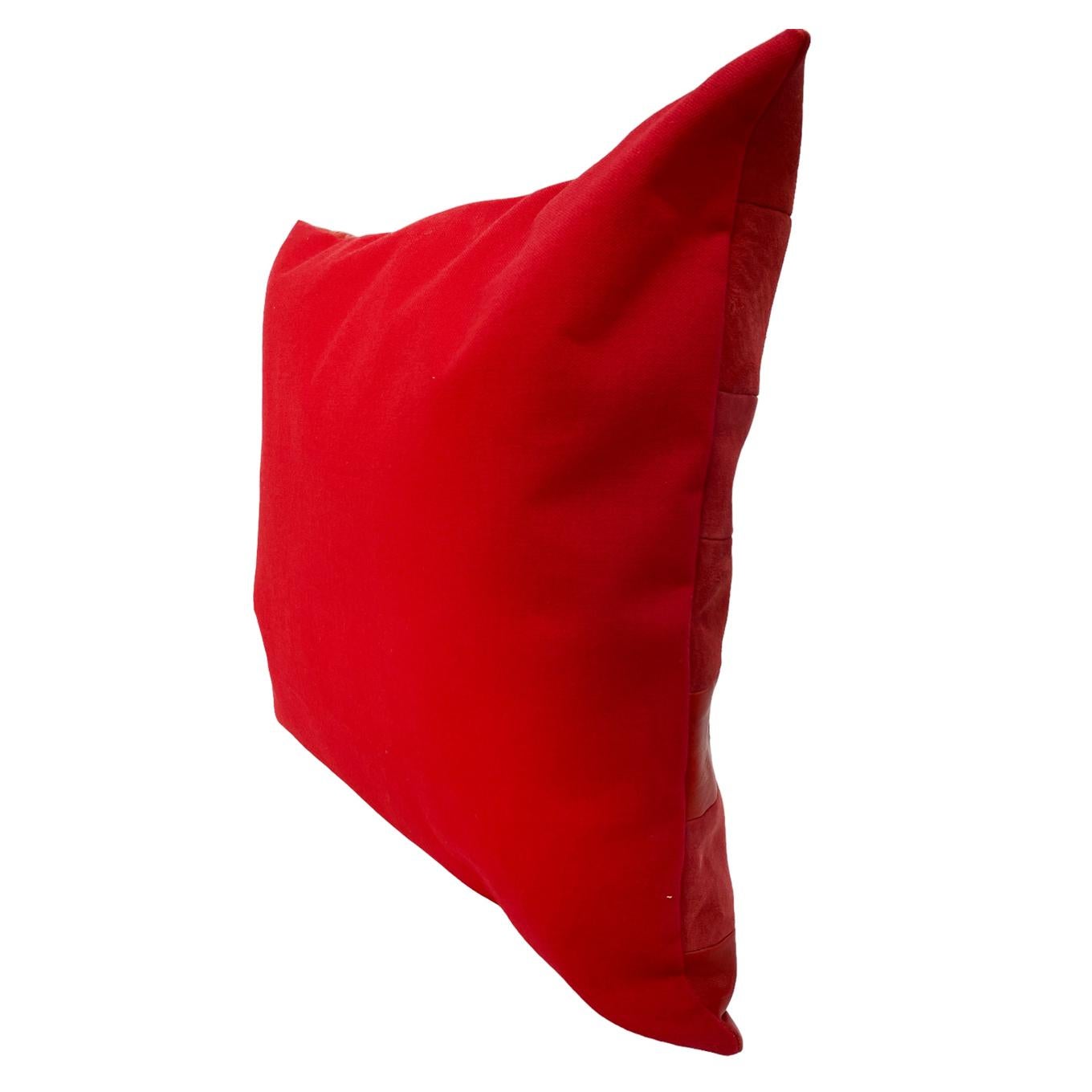 Hand-Crafted Red Leather Home Decorative  Throw Pillow