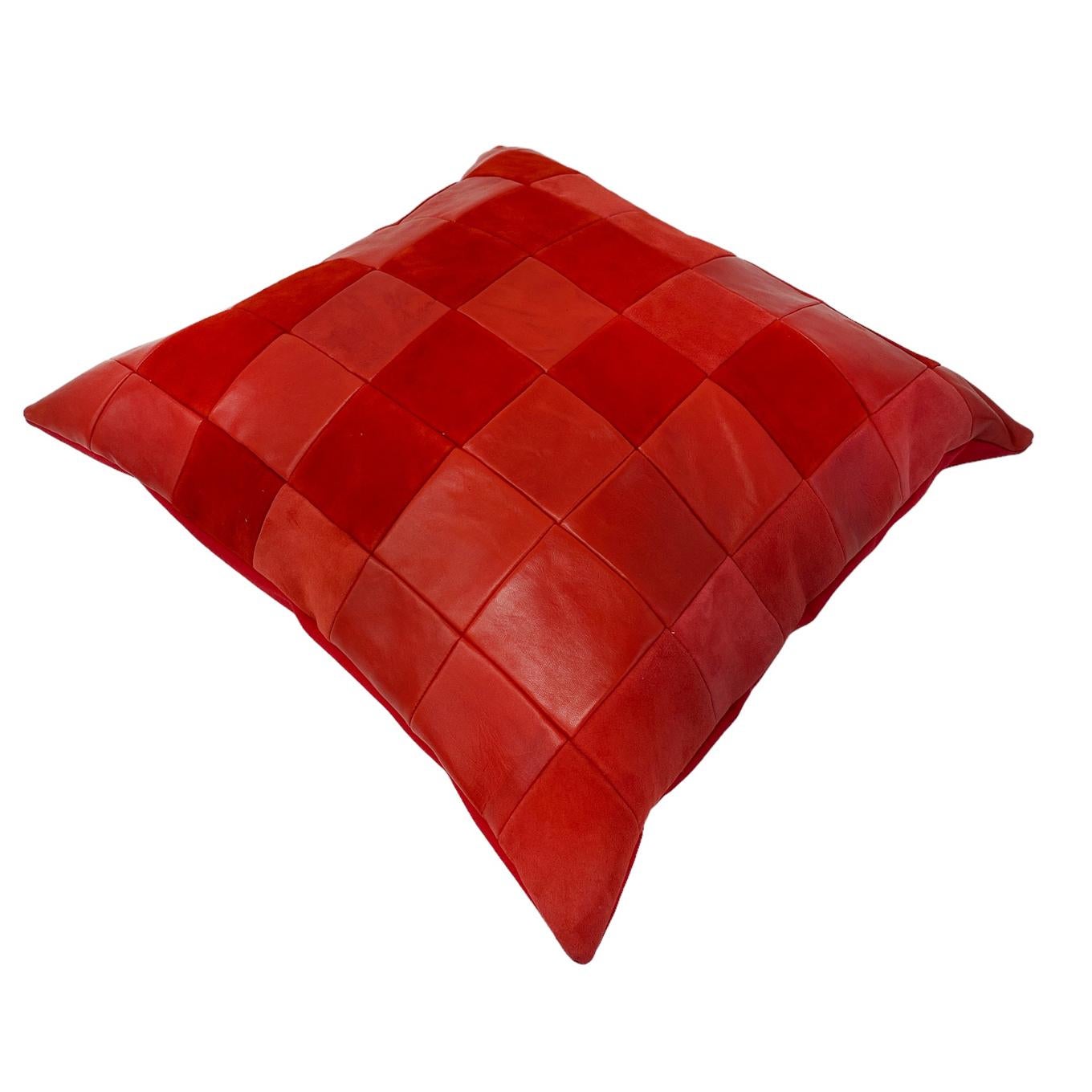 Red Leather Home Decorative  Throw Pillow In New Condition In New York, NY
