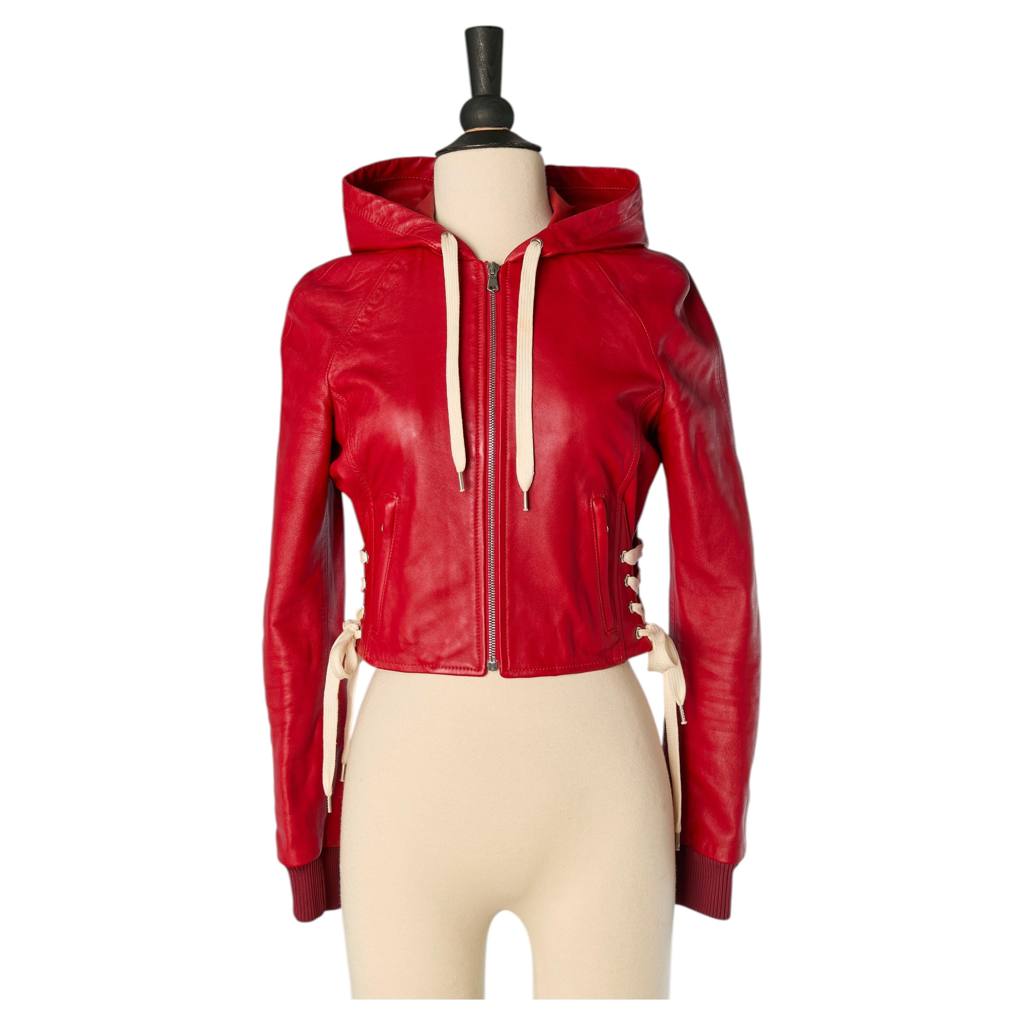 Red leather hoodie RED VALENTINO