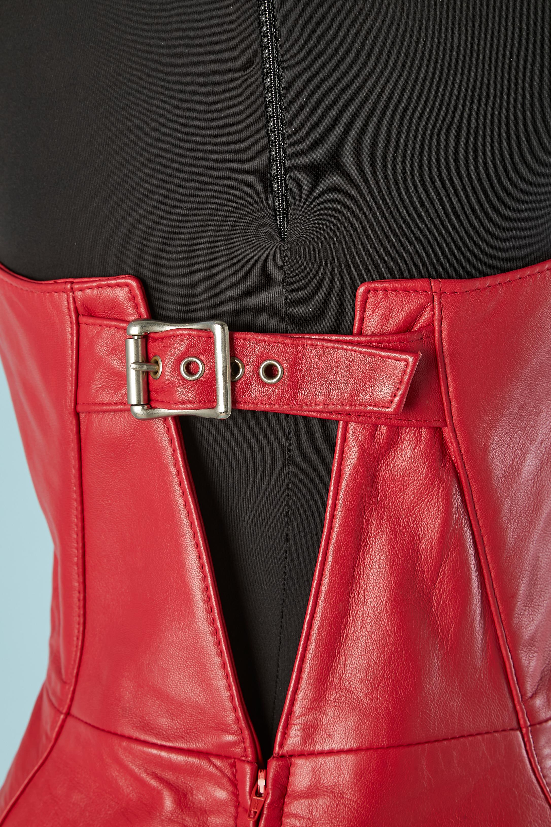 Michael - Veste en cuir rouge et robe bustier  Hoban « North Beach Leather » en cuir  en vente 5