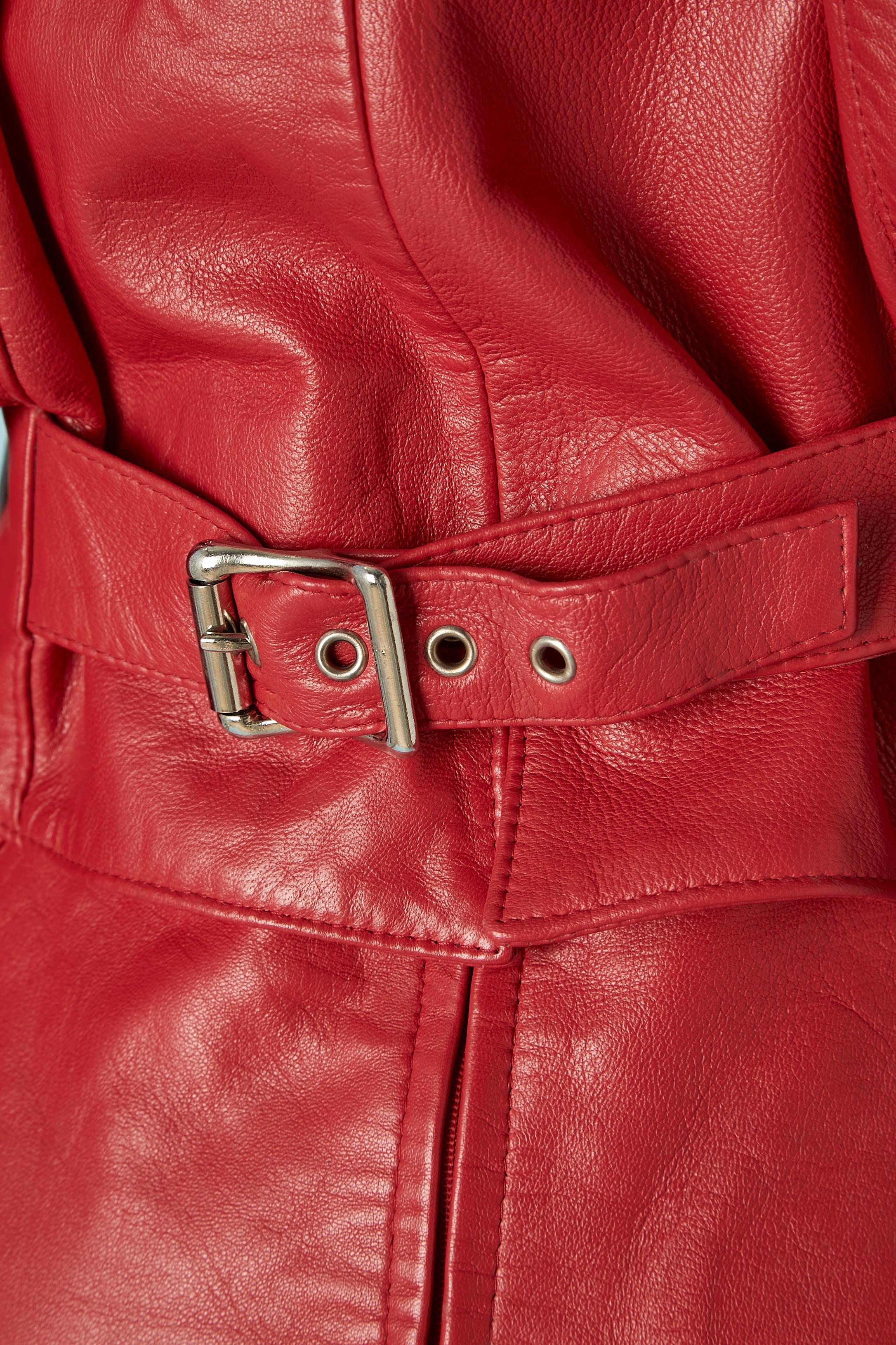 Rouge Michael - Veste en cuir rouge et robe bustier  Hoban « North Beach Leather » en cuir  en vente