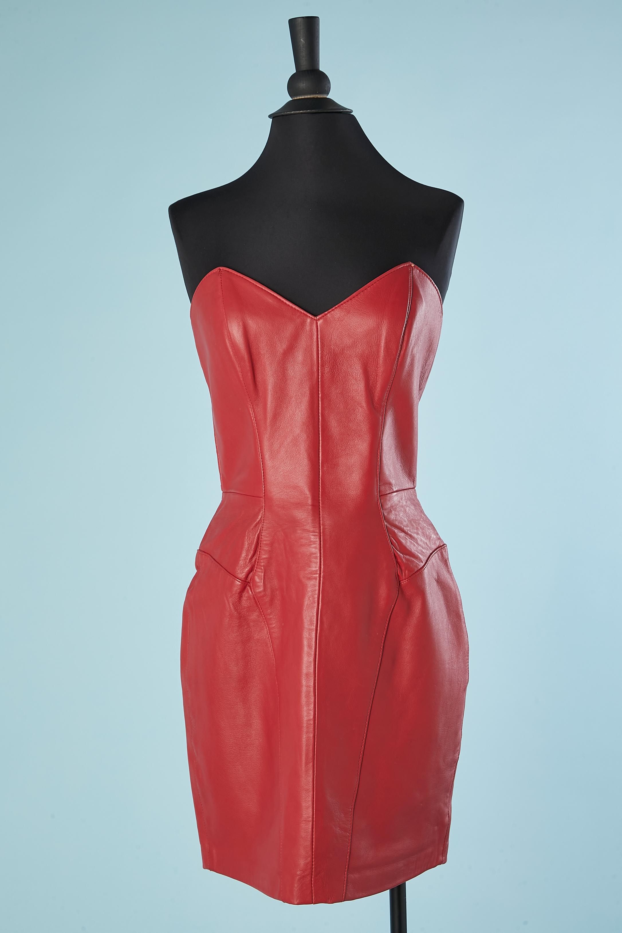 Michael - Veste en cuir rouge et robe bustier  Hoban « North Beach Leather » en cuir  Pour femmes en vente