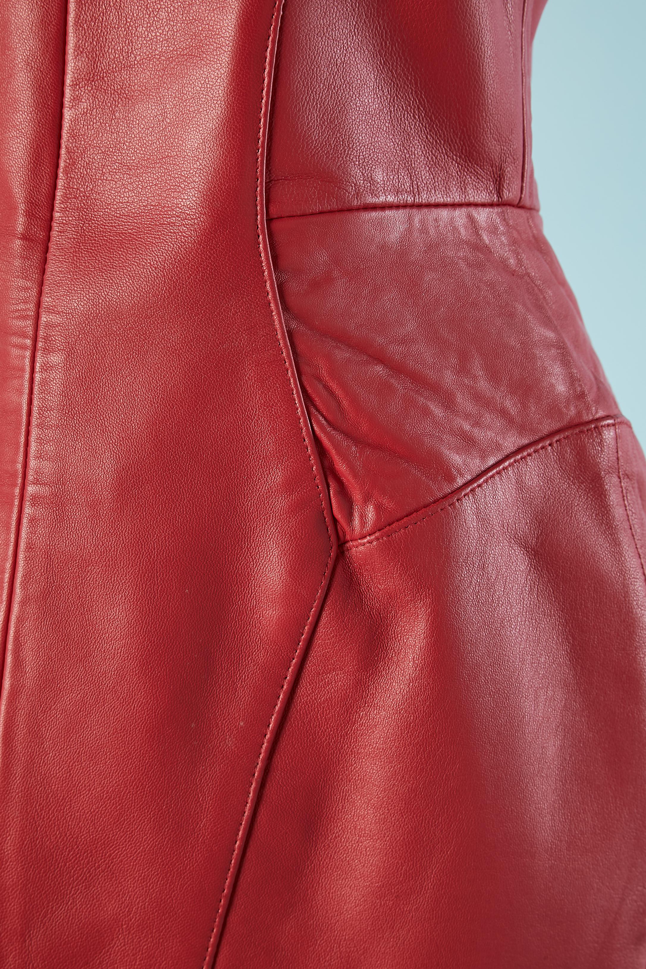 Michael - Veste en cuir rouge et robe bustier  Hoban « North Beach Leather » en cuir  en vente 2