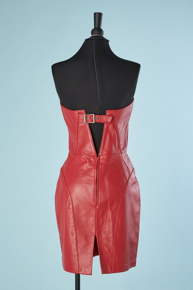 chinese dress ladies North Beach Fall 1993 Red Leather Lace Up Corset Dress main image 0