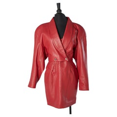 Vintage Red leather jacket and bustier dress Michael  Hoban " North Beach Leather" 