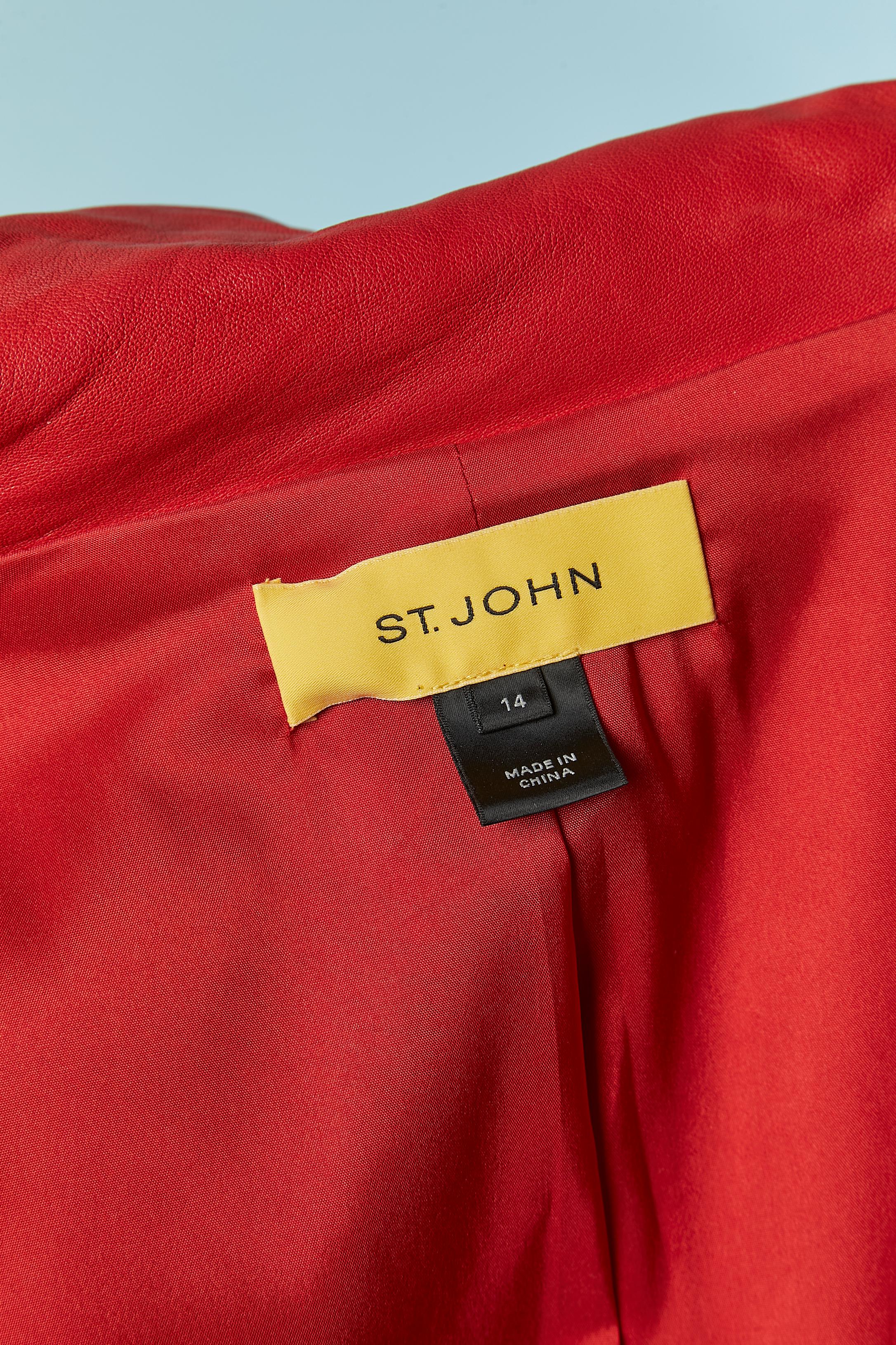 Chaqueta de cuero roja ST JOHN en venta 4