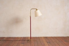 Jacques Adnet Stehlampe aus rotem Leder