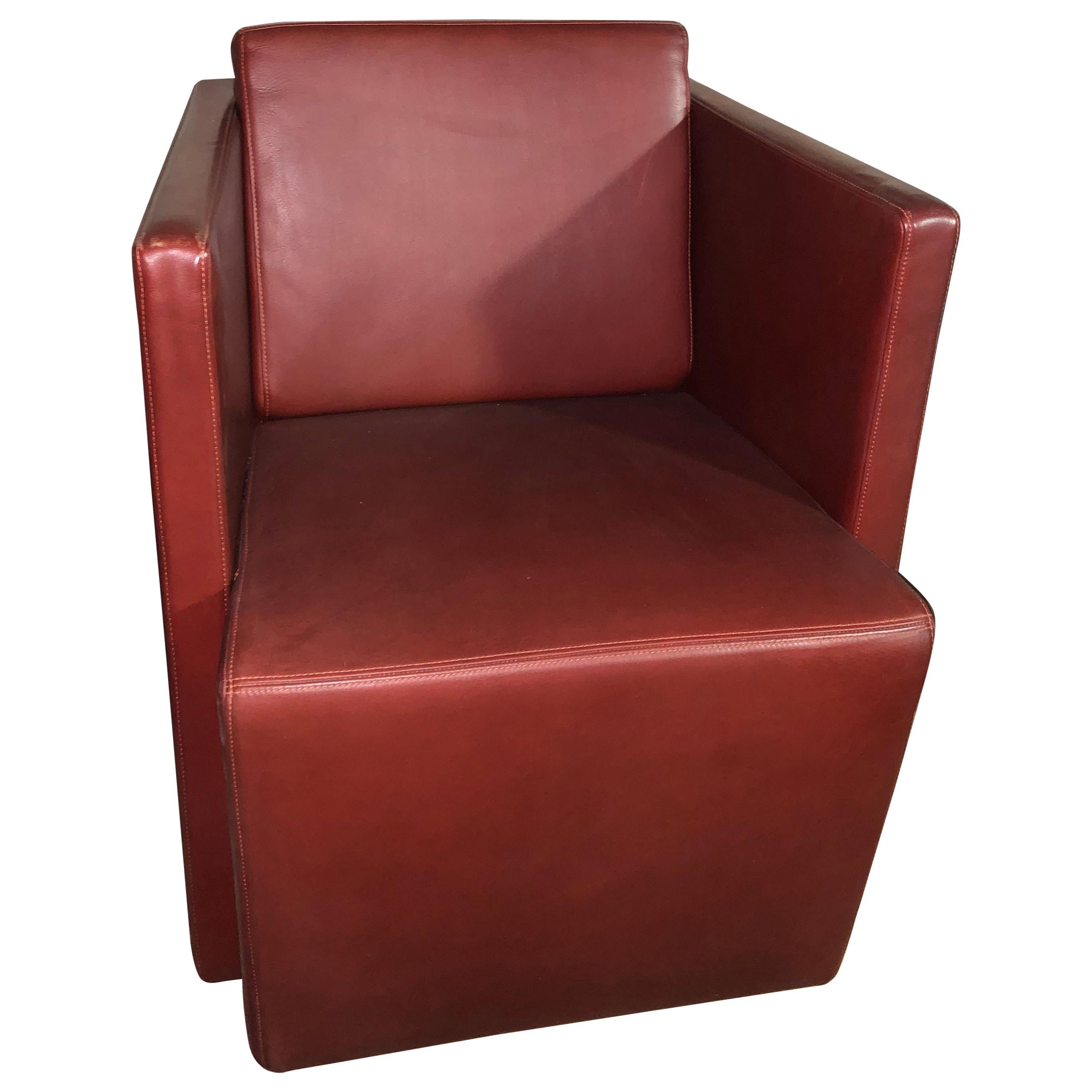 Walter Knoll Red Leather Elton Club Chair