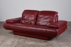 Red Leather Loveseat in the Style of Rolf Benz