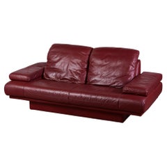 Red Leather Loveseat in the Style of Rolf Benz